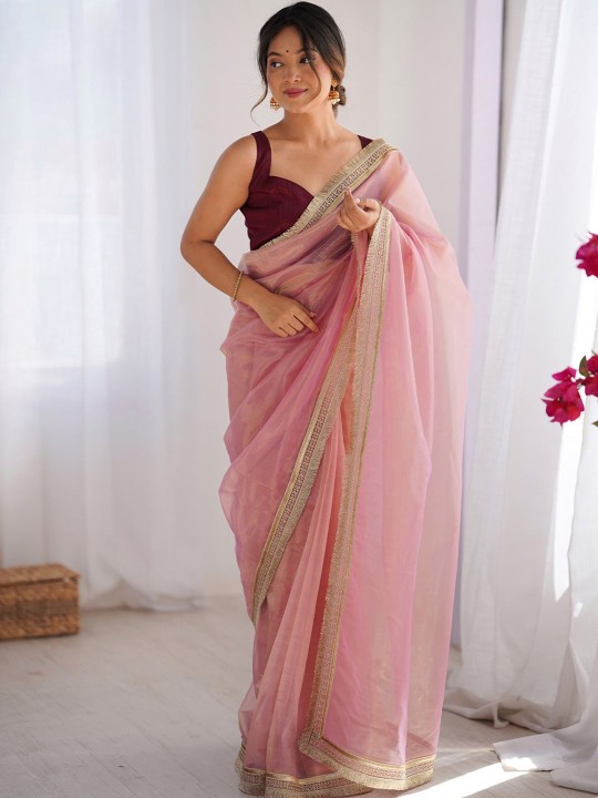 Women Net Embellished Party Wear Saree